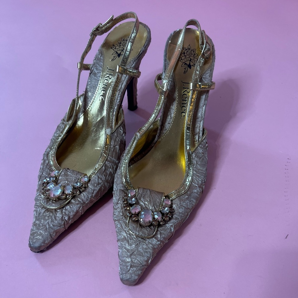 Gold kitten heels